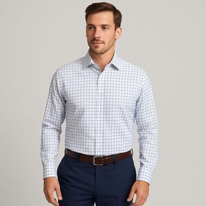 David Donahue Luxury Non-Iron Trim Fit Dress Shirt 100% Cotton